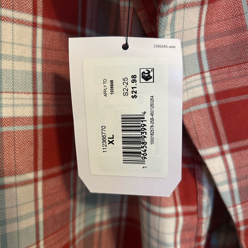 Wrangler Men's Red and Light Blue Plaid Shirt - Picture 4 of 9